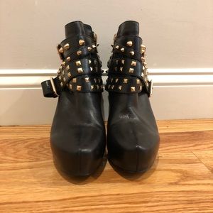 BCBG Aspen Leather Wedge Booties